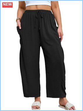 Plus Size Wide Leg Pants for Women with Pockets